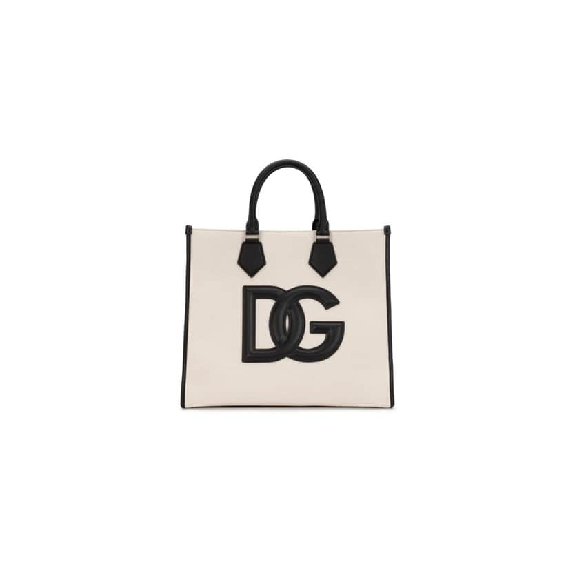 Canvas shopper with calfskin nappa details