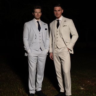 Buy 2 suits and get 10% off the purchase
10% off shoes, ties and shirts on any suit purchases
Buy 4 suits and get one free
10% off ties, shirts & shoes with a 3 piece suit
*T&Cs